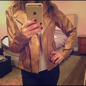 Gold tone Michael Kors faux leather moto jacket